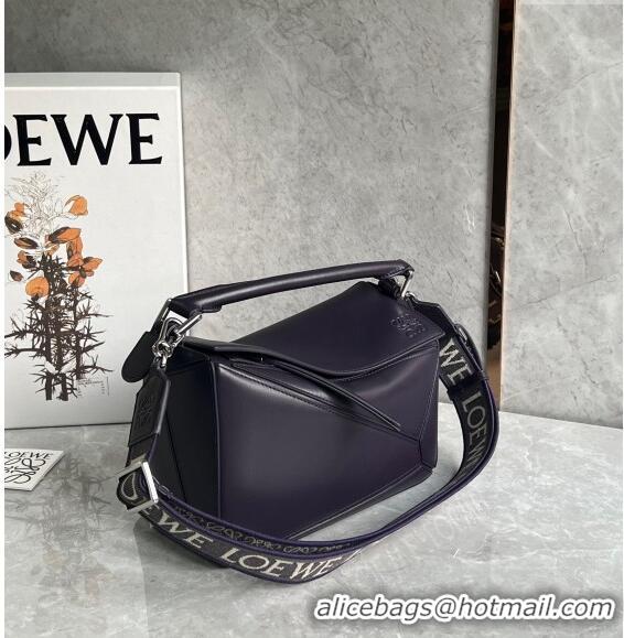 Inexpensive Loewe Small Puzzle bag in Satin Calfskin with Jacquard Strap 061609 Dark Purple 2024