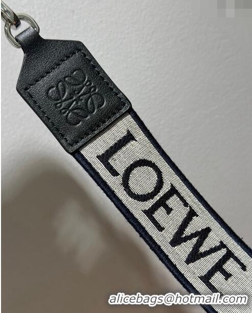 Top Quality Loewe Logo Embroidered Shoulder Strap 4x105cm 031401 Black/Silver 2024