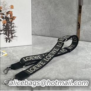 Super Quality Loewe Logo Embroidered Shoulder Strap 4x105cm 031402 Black/White/Silver 2024