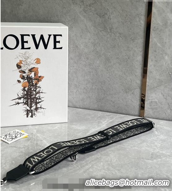 Super Quality Loewe Logo Embroidered Shoulder Strap 4x105cm 031402 Black/White/Silver 2024