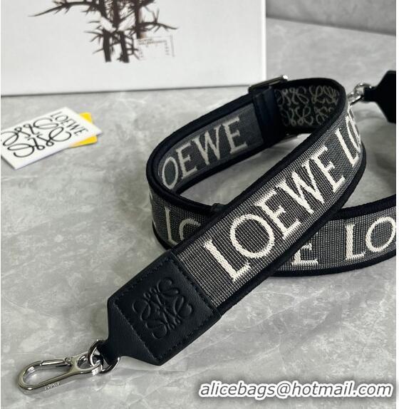 Super Quality Loewe Logo Embroidered Shoulder Strap 4x105cm 031402 Black/White/Silver 2024