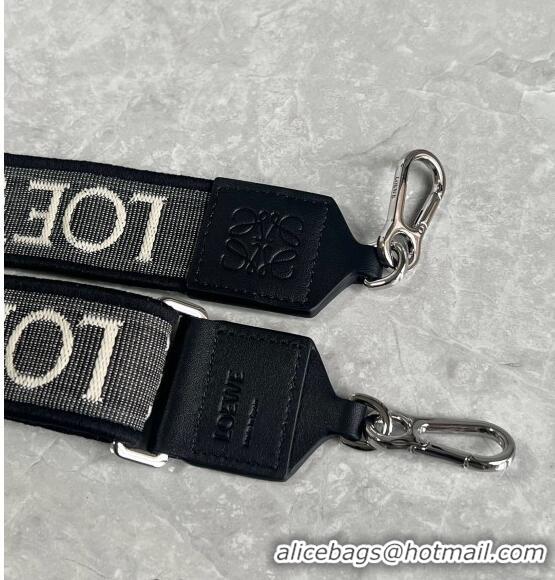 Super Quality Loewe Logo Embroidered Shoulder Strap 4x105cm 031402 Black/White/Silver 2024