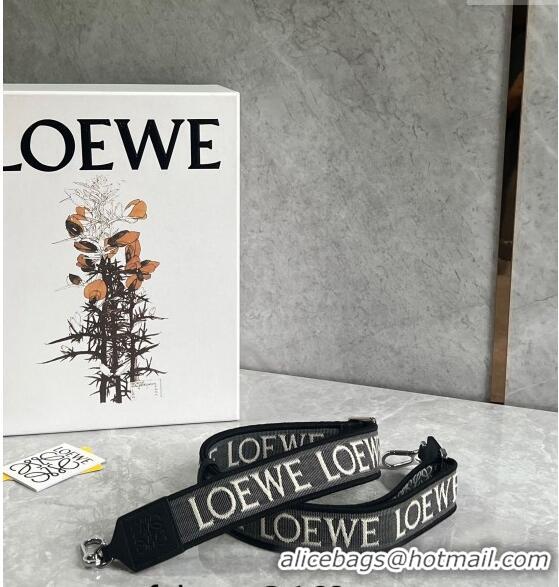 Super Quality Loewe Logo Embroidered Shoulder Strap 4x105cm 031402 Black/White/Silver 2024