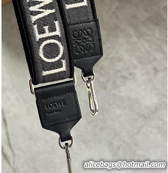 Super Quality Loewe Logo Embroidered Shoulder Strap 4x105cm 031402 Black/White/Silver 2024