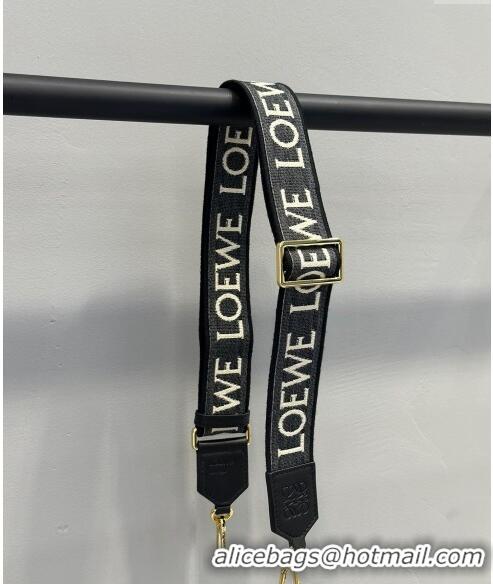 Top Quality Loewe Logo Embroidered Shoulder Strap 4x105cm 031402 Black/White/Gold 2024