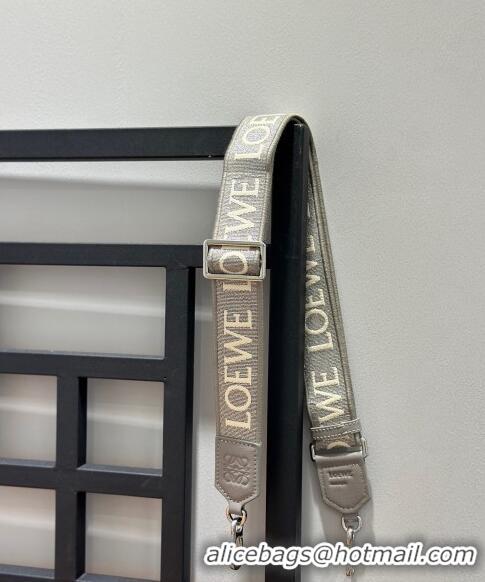 Reasonable Price Loewe Logo Embroidered Shoulder Strap 4x105cm 031403 Grey/Silver 2024