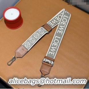 Super Quality Loewe Logo Embroidered Shoulder Strap 4x105cm 031403 Brown/Silver 2024