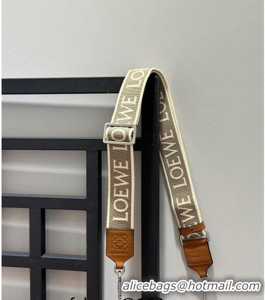 Super Quality Loewe Logo Embroidered Shoulder Strap 4x105cm 031403 Brown/Silver 2024