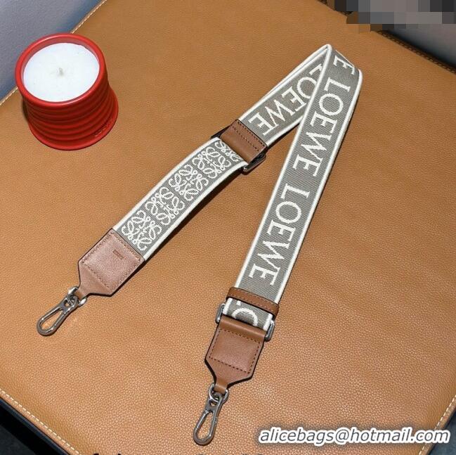 Super Quality Loewe Logo Embroidered Shoulder Strap 4x105cm 031403 Brown/Silver 2024