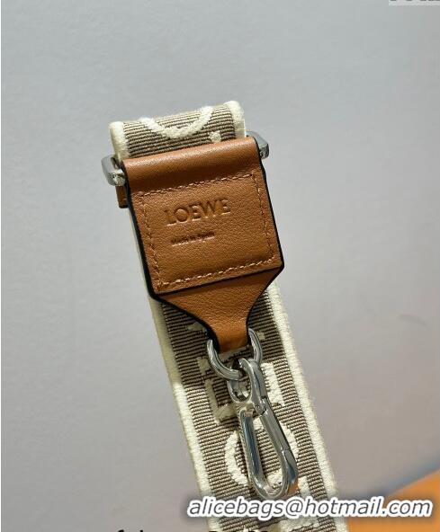 Super Quality Loewe Logo Embroidered Shoulder Strap 4x105cm 031403 Brown/Silver 2024