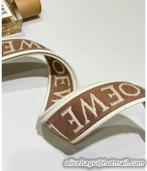 Top Quality Loewe Logo Embroidered Shoulder Strap 4x105cm 031403 Brown/White 2024