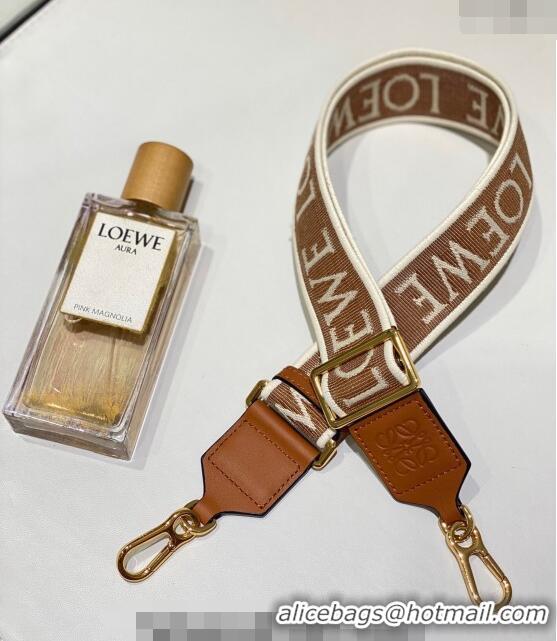 Top Quality Loewe Logo Embroidered Shoulder Strap 4x105cm 031403 Brown/White 2024