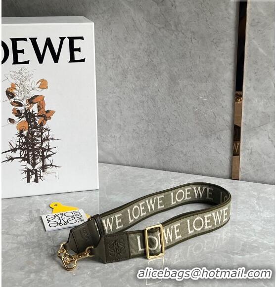 Best Quality Loewe Logo Embroidered Shoulder Strap 4x105cm 031403 Khaki Green 2024