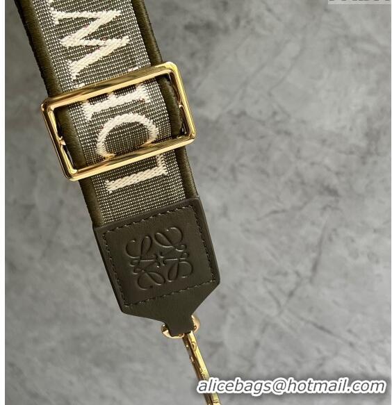 Best Quality Loewe Logo Embroidered Shoulder Strap 4x105cm 031403 Khaki Green 2024