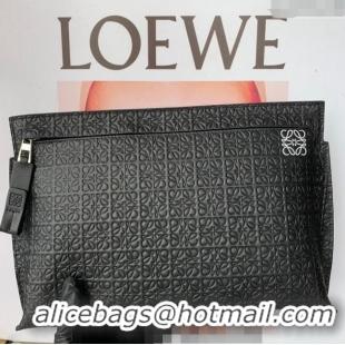 Unique Grade Loewe T Pouch in Anagram Calfskin 3040 Black 2024