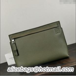 Traditional Specials Loewe T Pouch in Grained Calfskin 3040 Green 2024