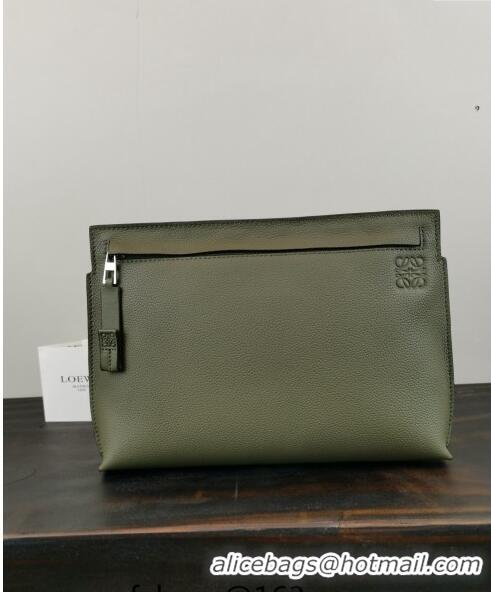 Traditional Specials Loewe T Pouch in Grained Calfskin 3040 Green 2024