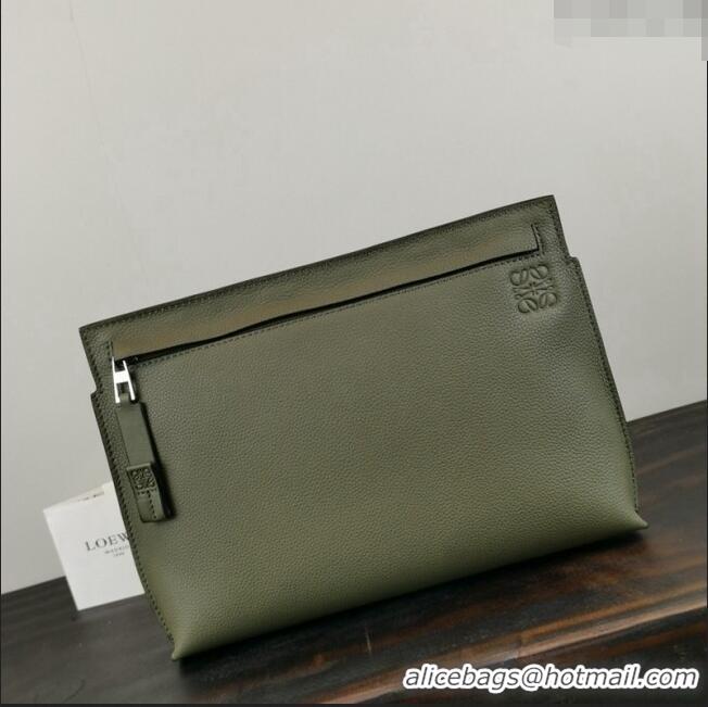 Traditional Specials Loewe T Pouch in Grained Calfskin 3040 Green 2024