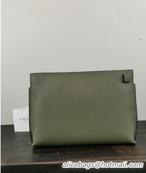 Traditional Specials Loewe T Pouch in Grained Calfskin 3040 Green 2024