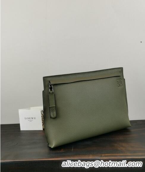 Traditional Specials Loewe T Pouch in Grained Calfskin 3040 Green 2024