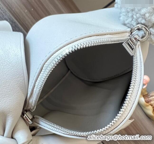 Inexpensive Loewe Bunny Mini Bag in Nappa Leather with Jacquard Strap L4015 Light Grey 2024