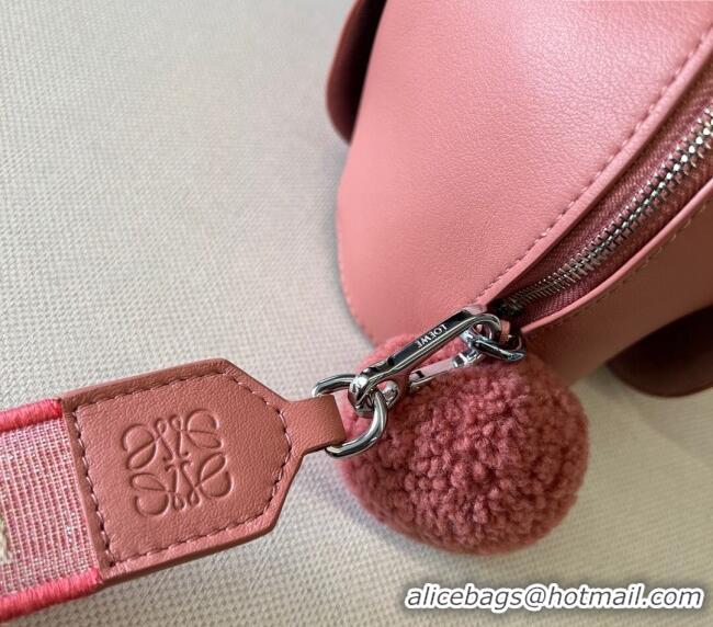 Trendy Design Loewe Bunny Mini Bag in Nappa Leather with Jacquard Strap L4015 Pink 2024