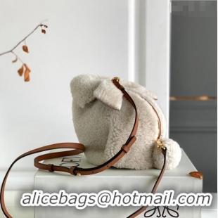 Good Product Loewe Bunny Mini Bag in Shearling L4016 White 2024