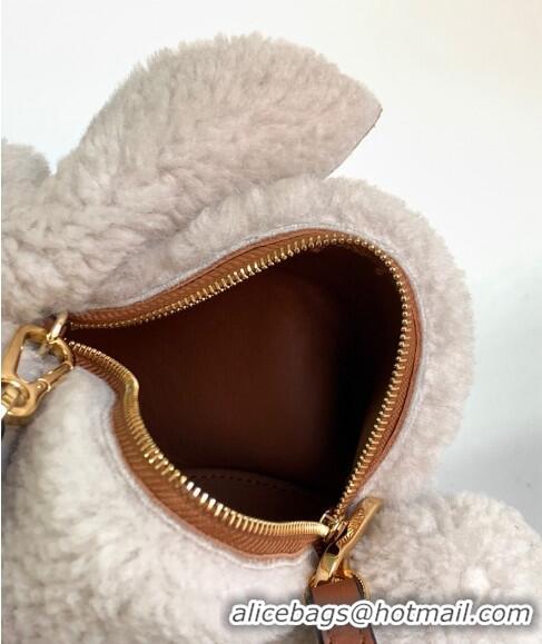 Good Product Loewe Bunny Mini Bag in Shearling L4016 White 2024