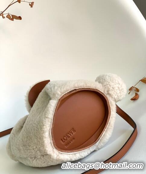 Good Product Loewe Bunny Mini Bag in Shearling L4016 White 2024