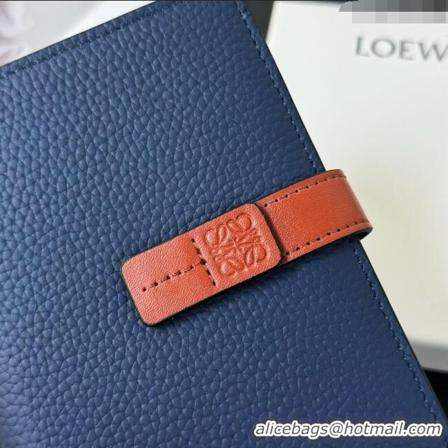 Top Quality Loewe Bifold Wallet in Grained Calfskin L2119 Blue 2024