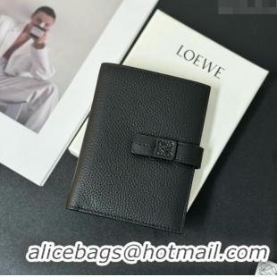 Well Crafted Loewe Bifold Wallet in Grained Calfskin L2119 Black 2024