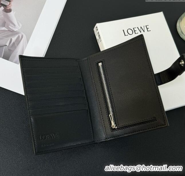 Well Crafted Loewe Bifold Wallet in Grained Calfskin L2119 Black 2024