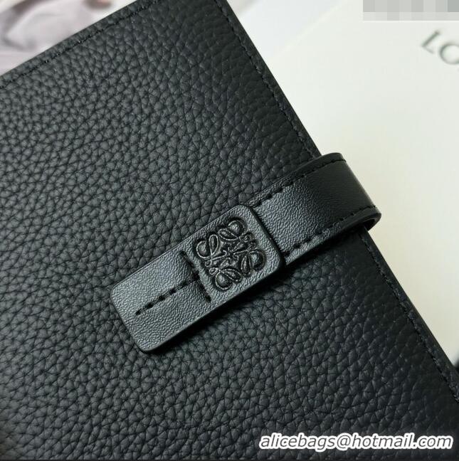 Well Crafted Loewe Bifold Wallet in Grained Calfskin L2119 Black 2024