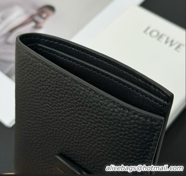 Well Crafted Loewe Bifold Wallet in Grained Calfskin L2119 Black 2024