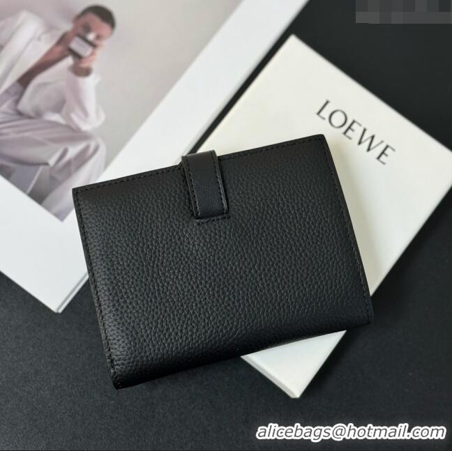 Well Crafted Loewe Bifold Wallet in Grained Calfskin L2119 Black 2024