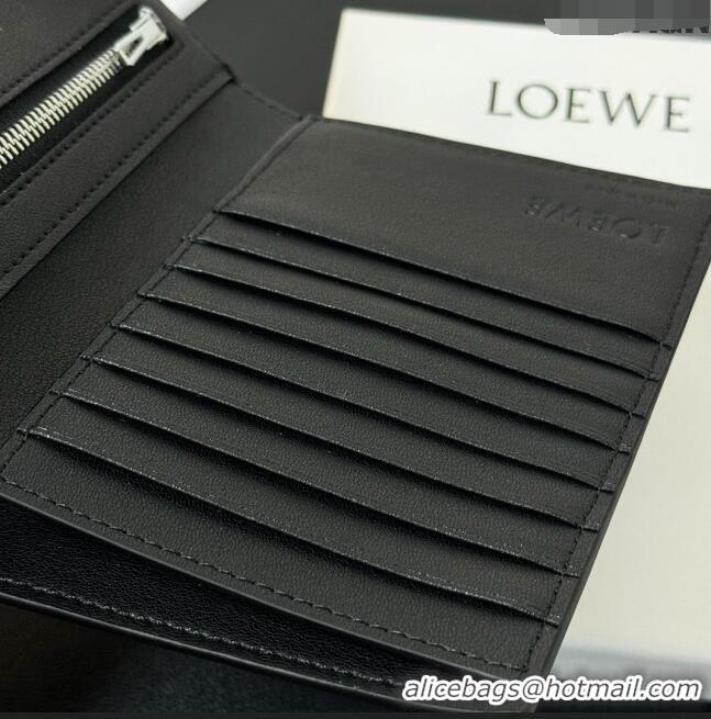 Well Crafted Loewe Bifold Wallet in Grained Calfskin L2119 Black 2024