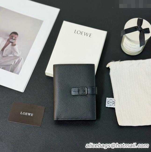 Well Crafted Loewe Bifold Wallet in Grained Calfskin L2119 Black 2024