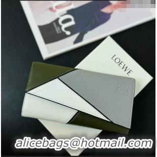 Promotional Loewe Puzzle Long Wallet L2113 Grey/Green/White 2024