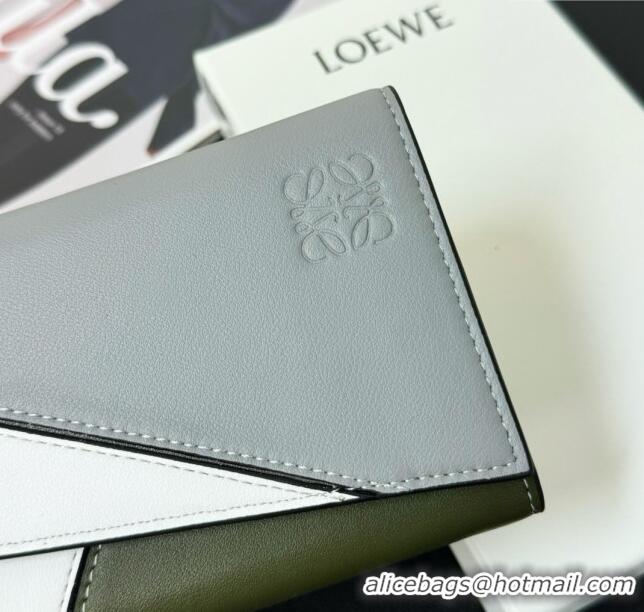 Promotional Loewe Puzzle Long Wallet L2113 Grey/Green/White 2024