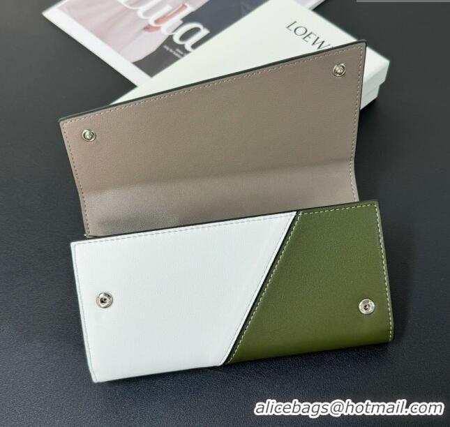 Promotional Loewe Puzzle Long Wallet L2113 Grey/Green/White 2024