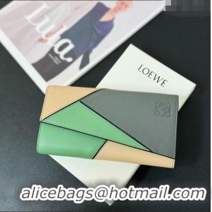 Top Quality Loewe Puzzle Long Wallet L2113 Grey/Green/Beige 2024