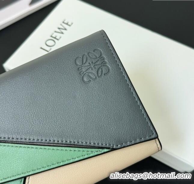 Top Quality Loewe Puzzle Long Wallet L2113 Grey/Green/Beige 2024