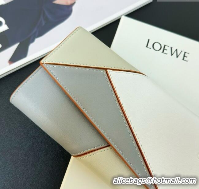 Most Popular Loewe Puzzle Long Wallet L2113 Grey/White 2024