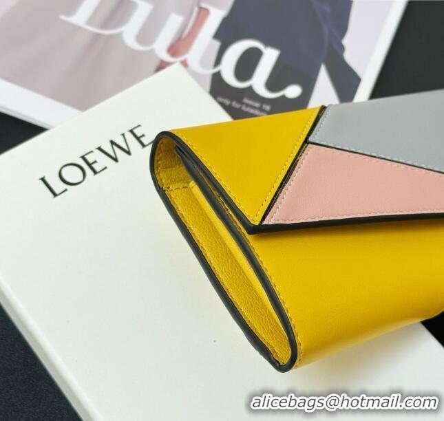 Good Product Loewe Puzzle Long Wallet L2113 Yellow/Grey 2024