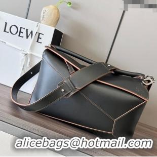 Top Quality Loewe Large Puzzle Bag in Smooth Calfskin L2107 Black/Red 2024