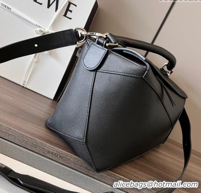 Reasonable Price Loewe Large Puzzle Bag in Grained Calfskin L2107 Black 2024