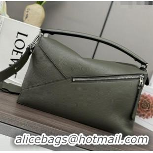 Promotional Loewe Large Puzzle Bag in Grained Calfskin L2107 Khaki Green 2024