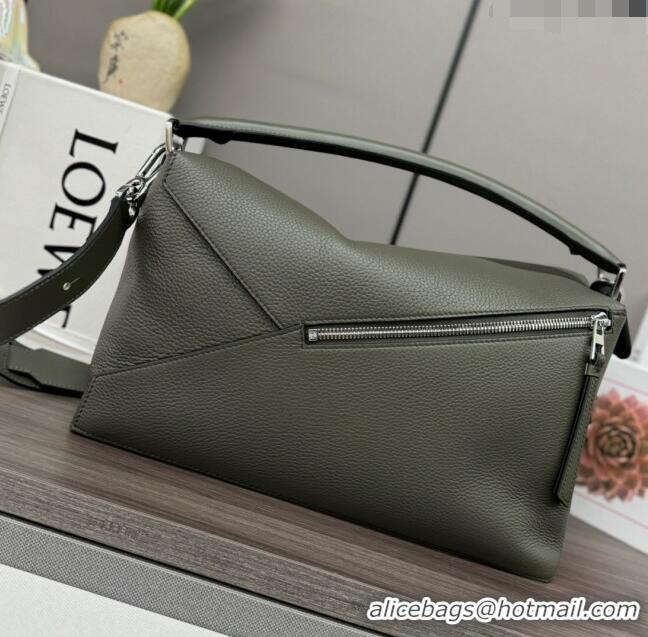 Promotional Loewe Large Puzzle Bag in Grained Calfskin L2107 Khaki Green 2024