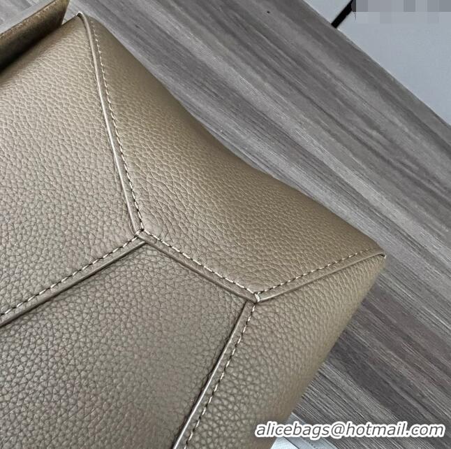 Top Design Loewe Large Puzzle Bag in Grained Calfskin L2107 Khaki 2024