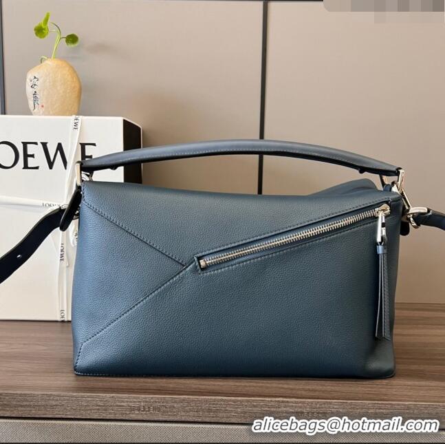 Shop Grade Loewe Large Puzzle Bag in Grained Calfskin L2107 Blue 2024